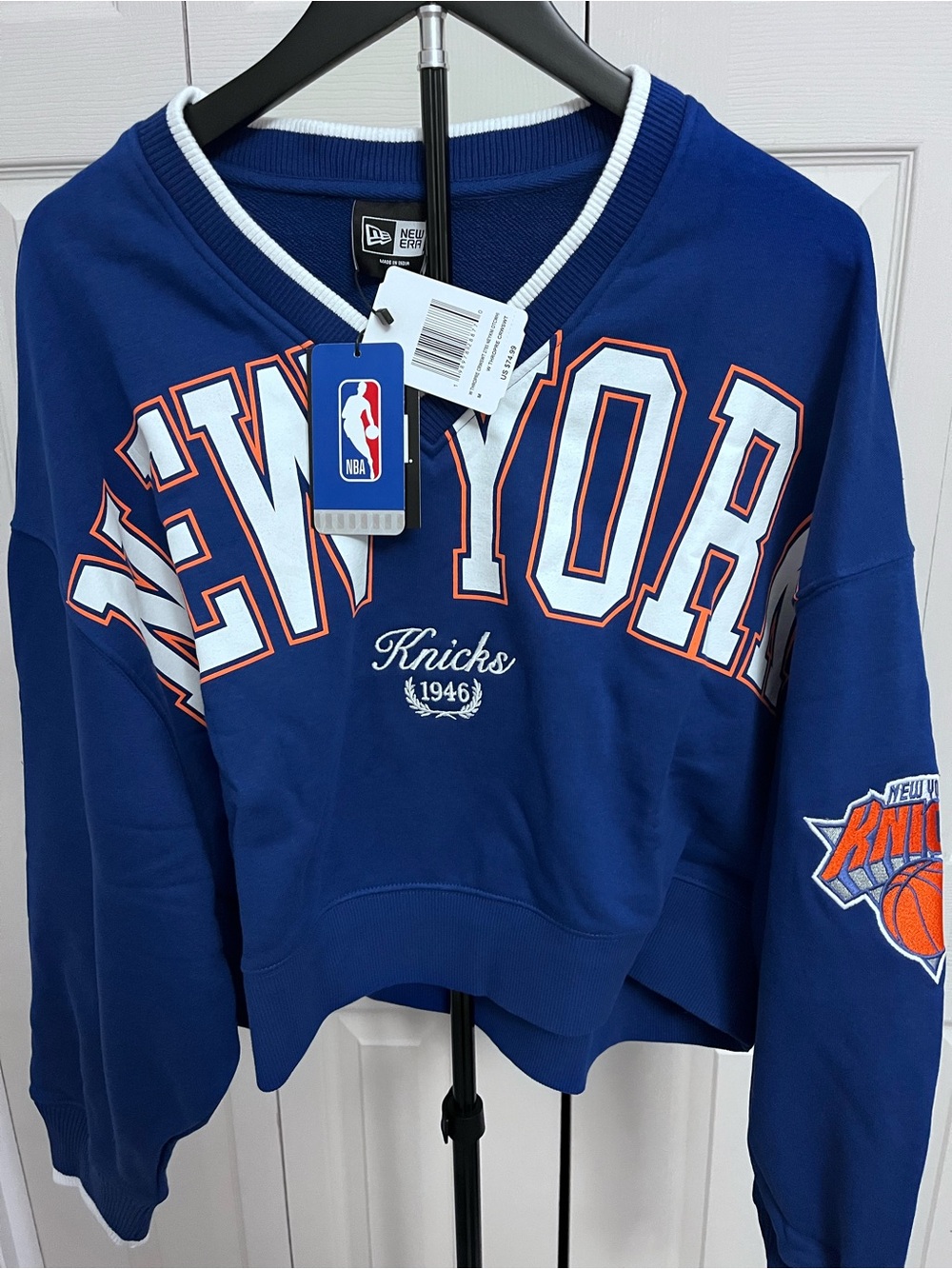 New Era Royal Blue New York Knicks Crewneck Pullover